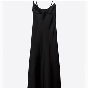 Zara Satin Effect Cut Out Dress- Black